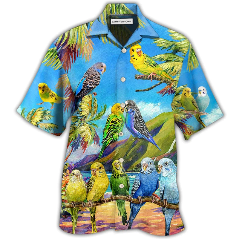 Hawaiian Shirt / Adults / S Parrot Budgie Parrot Beautiful Landscape - Hawaiian Shirt - Reefox