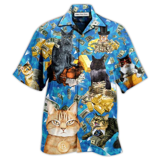 Hawaiian Shirt / Adults / S Cat Love Money Cool - Hawaiian Shirt - Reefox