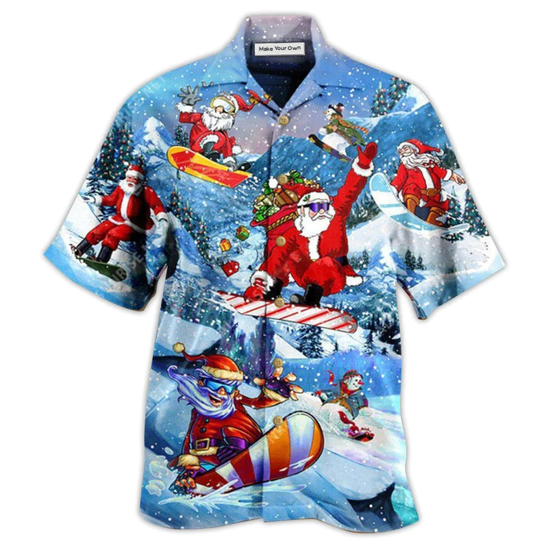 Hawaiian Shirt / Adults / S Christmas Close To Heaven Down To Earth Snowboarding With Snow - Hawaiian Shirt - Reefox