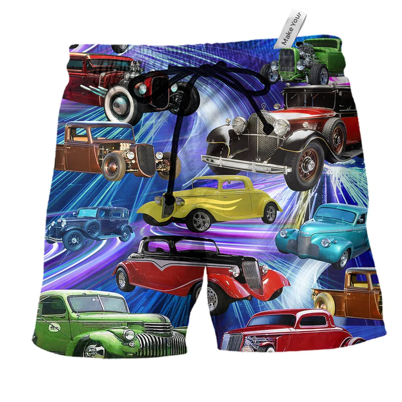 Beach Short / Adults / S Car Green Red To Dream - Beach Short Reefox - Owls Matrix LTD