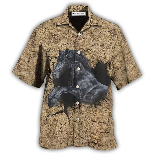 Hawaiian Shirt / Adults / S Horse Black Darkness - Hawaiian Shirt - Reefox