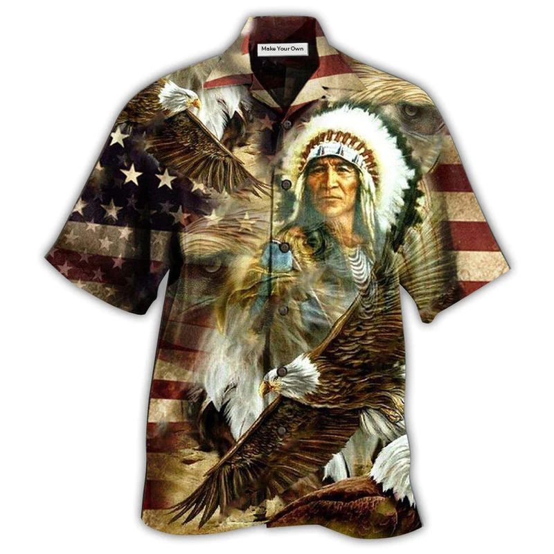 Hawaiian Shirt / Adults / S Native American Proud Eagle Cool - Hawaiian Shirt - Reefox