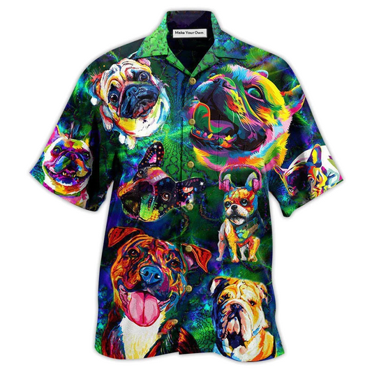 Hawaiian Shirt / Adults / S Dogs Peace Love And Colorful - Hawaiian Shirt - Reefox