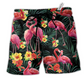 Beach Short / Adults / S Flamingo Couple Love Flowers - Beach Short Reefox - Owls Matrix LTD