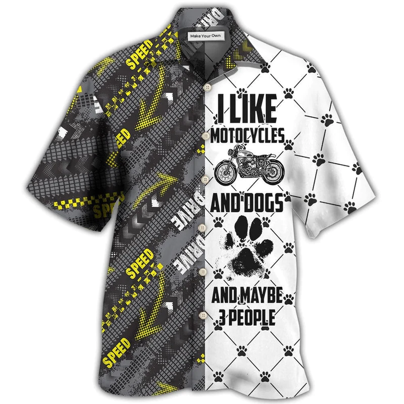 Hawaiian Shirt / Adults / S Motorcycles I Like Motocycles And Dogs - Hawaiian Shirt - Reefox