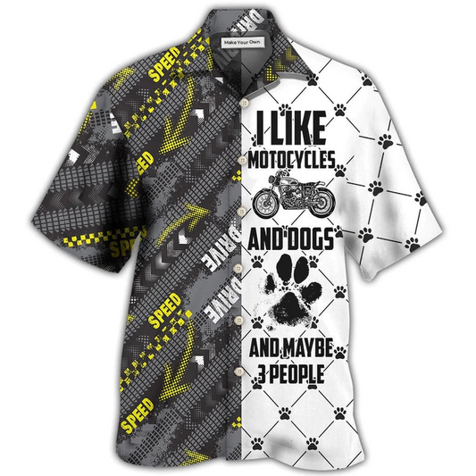 Hawaiian Shirt / Adults / S Motorcycles I Like Motocycles And Dogs - Hawaiian Shirt - Reefox
