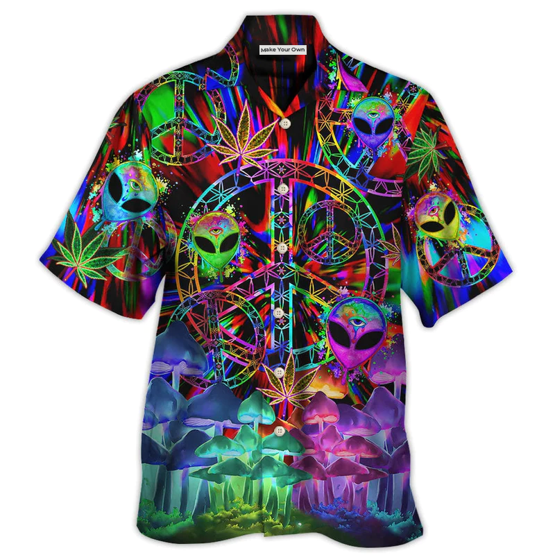 Hawaiian Shirt / Adults / S Hippie Alien Peace Color Stunning - Hawaiian Shirt - Reefox