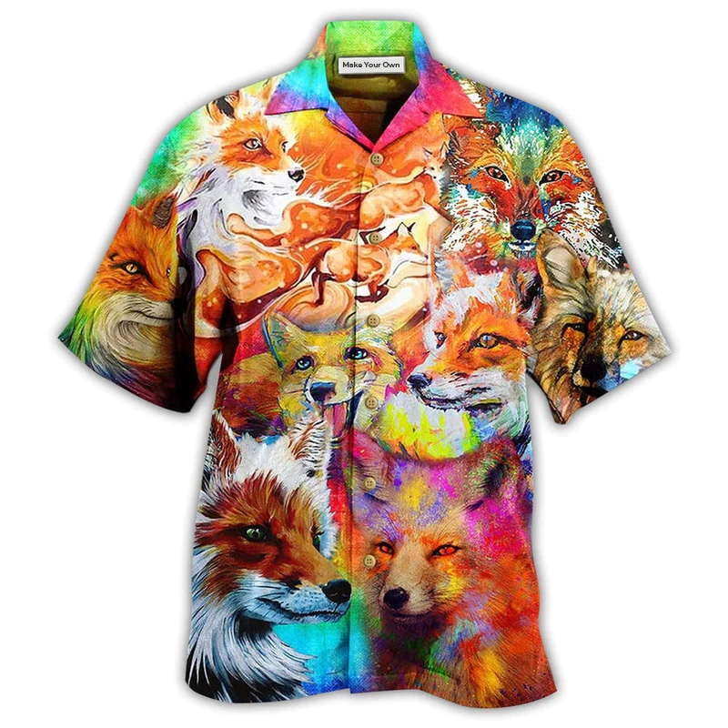 Hawaiian Shirt / Adults / S Fox Beautiful Painting Style - Hawaiian Shirt - Reefox
