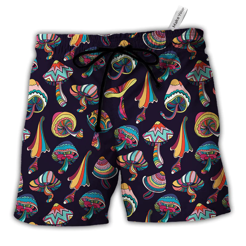 Hippie Mushroom Peace Love Life Style - Beach Short Reefox - Owls Matrix LTD