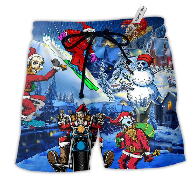 Beach Short / Adults / S Christmas Night With Skull - Beach Short Reefox - Owls Matrix LTD