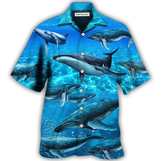 Whale Style In Blue Ocean - Hawaiian Shirt - Reefox