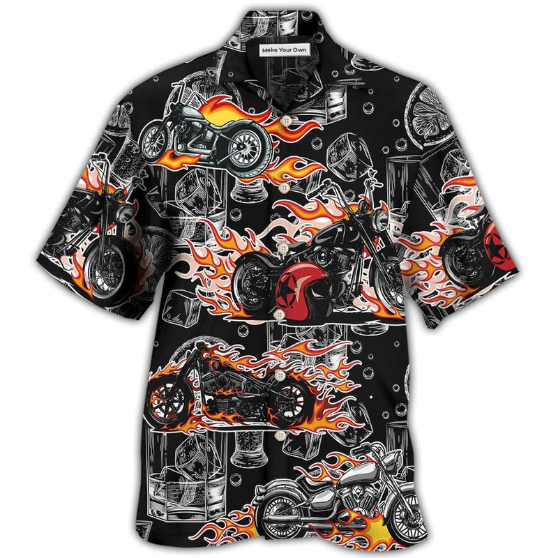 Hawaiian Shirt / Adults / S Motorcycle I Like Motorcycles And Whiskey - Hawaiian Shirt - Reefox