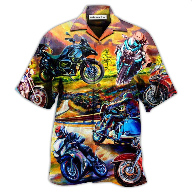 Hawaiian Shirt / Adults / S Motorcycle Under The Sunset Romantic - Hawaiian Shirt - Reefox
