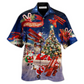 Hawaiian Shirt / Adults / S Christmas No Reindeer Any More Santa Loves Airplane In Blue - Hawaiian Shirt - Reefox