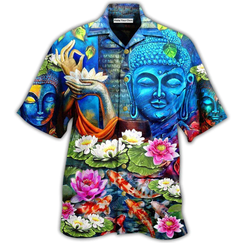 Hawaiian Shirt / Adults / S Buddha What You Think You Become With Flowers - Hawaiian Shirt - Reefox