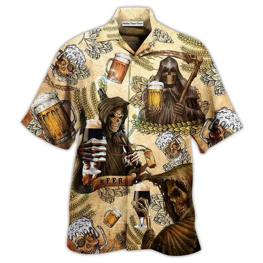 Hawaiian Shirt / Adults / S Beer Skull Love Beer Happy Day - Hawaiian Shirt - Reefox