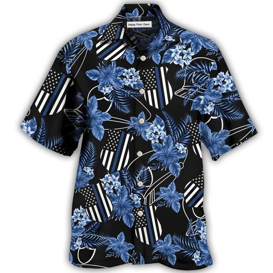 Hawaiian Shirt / Adults / S Police Blue Tropical Floral - Hawaiian Shirt - Reefox