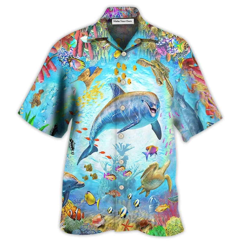 Hawaiian Shirt / Adults / S Dolphin Life In The Beautiful Ocean - Hawaiian Shirt - Reefox