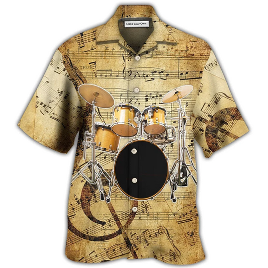 Hawaiian Shirt / Adults / S Drum Old Drummer And Lovely Lady Stick - Hawaiian Shirt - Reefox