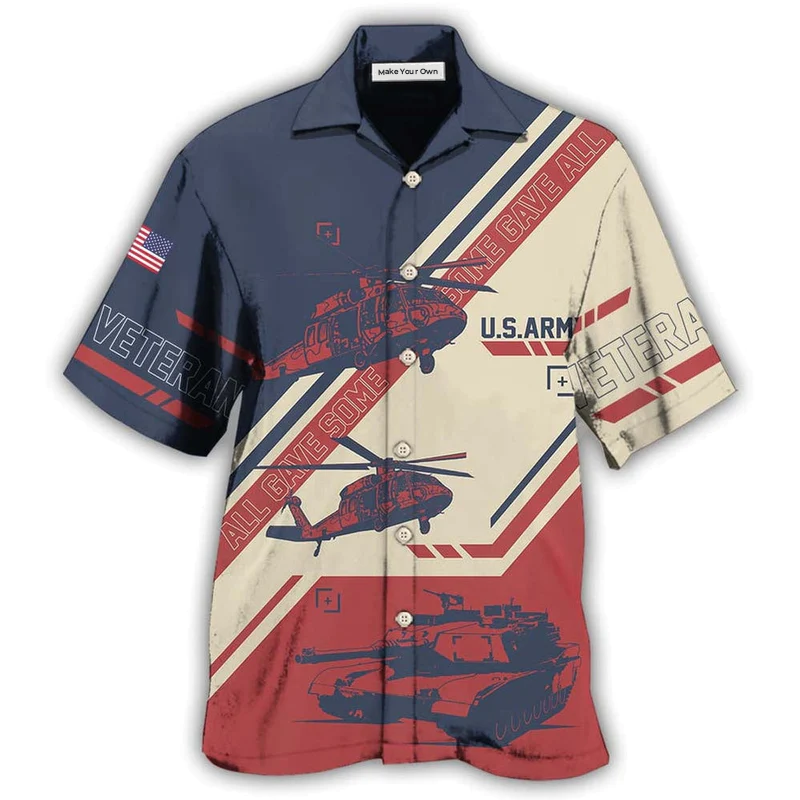Hawaiian Shirt / Adults / S Veteran Us Army All Gave Some With Helicopter- Hawaiian Shirt - Reefox