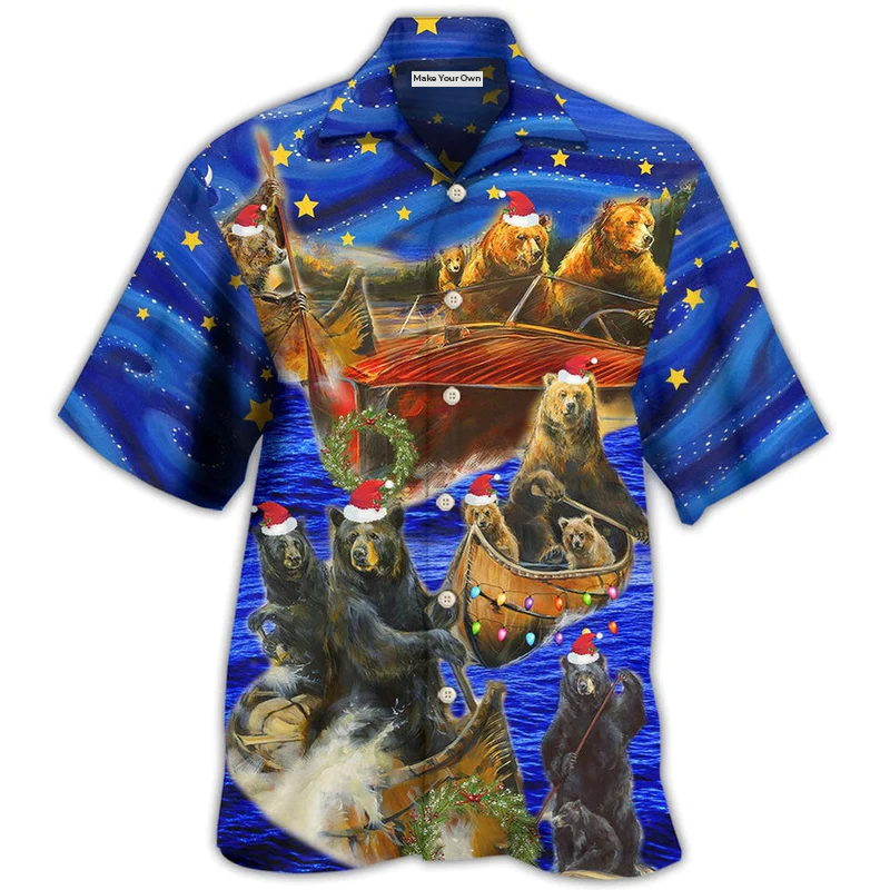 Hawaiian Shirt / Adults / S Bear Floats Boats Merry Christmas - Hawaiian Shirt - Reefox