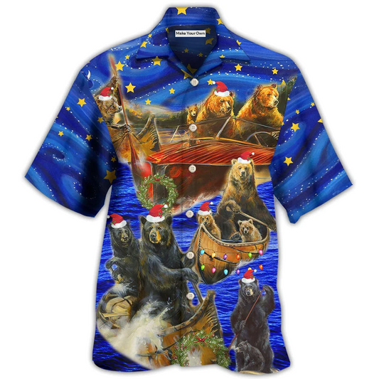 Hawaiian Shirt / Adults / S Bear Floats Boats Merry Christmas - Hawaiian Shirt - Reefox
