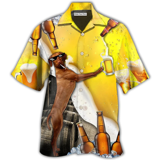 Hawaiian Shirt / Adults / S Beer Dachshund With Beer - Hawaiian shirt - Reefox