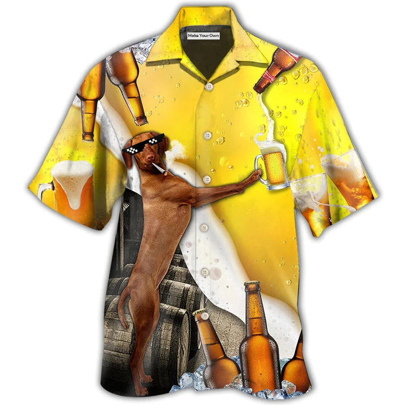 Hawaiian Shirt / Adults / S Beer Dachshund With Beer - Hawaiian shirt - Reefox