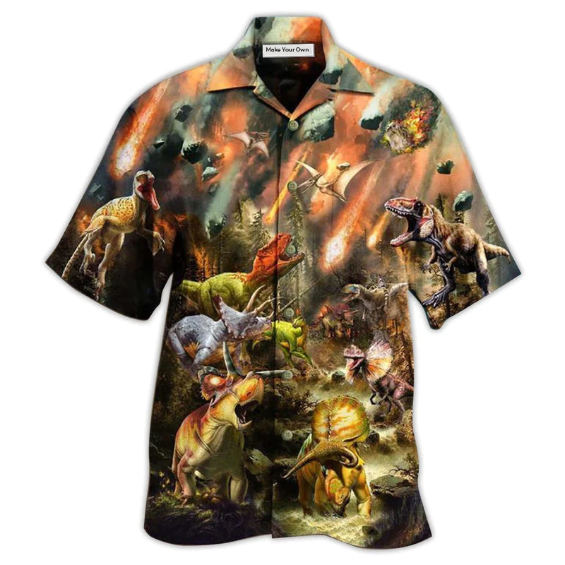 Hawaiian Shirt / Adults / S Dinosaur Disastrous War - Hawaiian Shirt - Reefox
