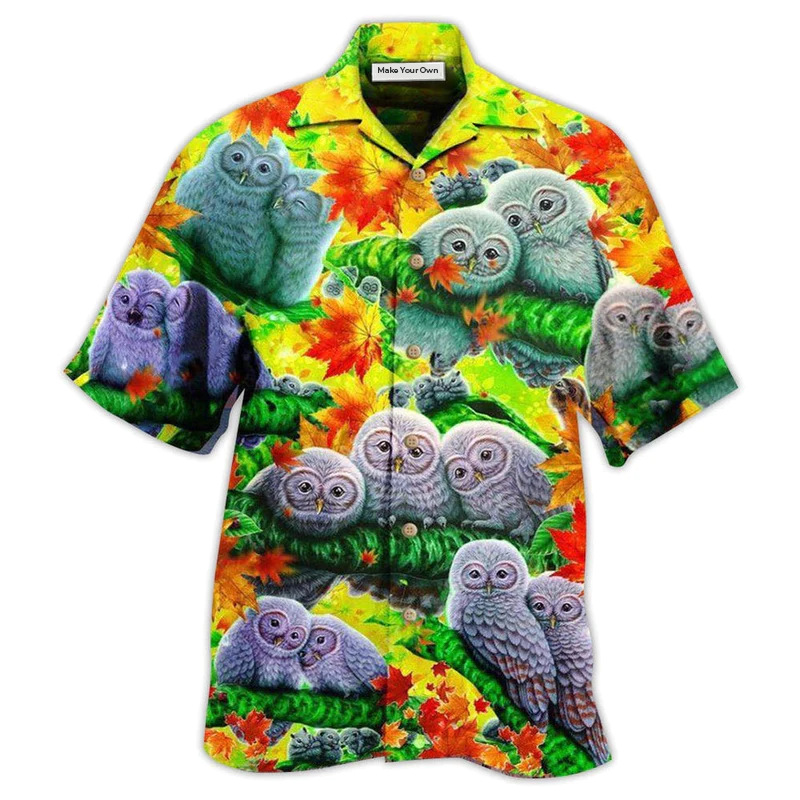 Hawaiian Shirt / Adults / S Owl Love Happy Family - Hawaiian Shirt - Reefox