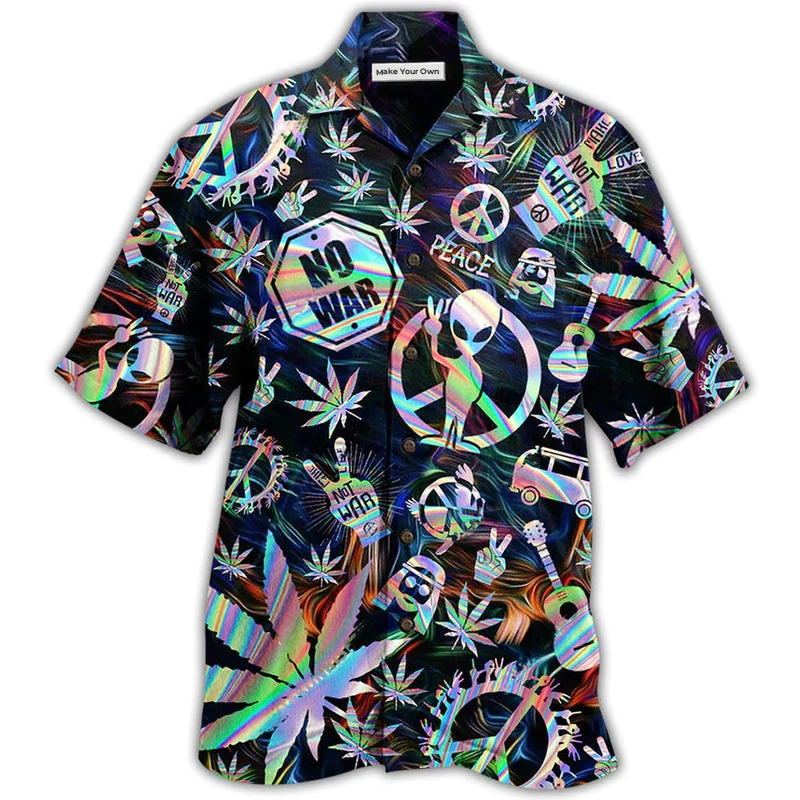 Hawaiian Shirt / Adults / S Hippie Alien Peace Life - Hawaiian Shirt - Reefox