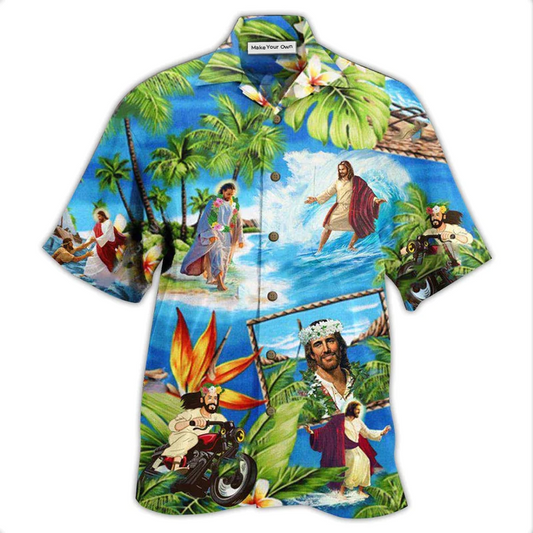 Hawaiian Shirt / Adults / S Jesus Stay Cool - Hawaiian Shirt - Reefox