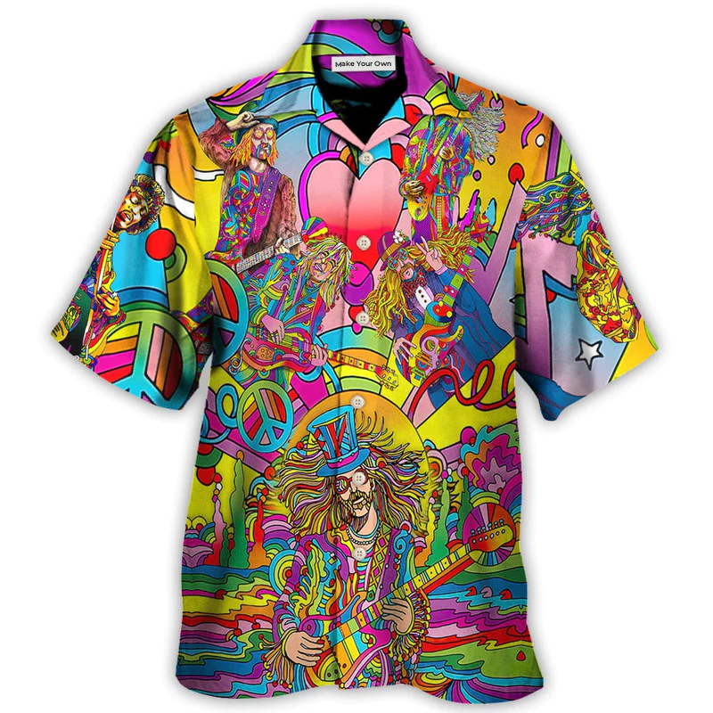 Hawaiian Shirt / Adults / S Hippie Music Guitar Psychedelic Musician - Hawaiian Shirt - Reefox