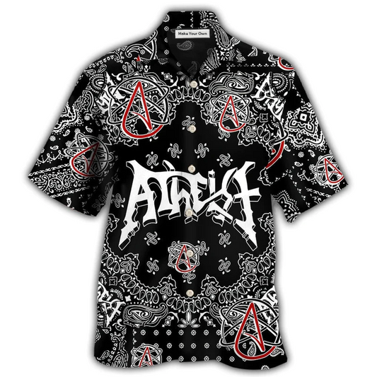 Hawaiian Shirt / Adults / S Atheist Black And White Paisley Pattern - Hawaiian Shirt - Reefox