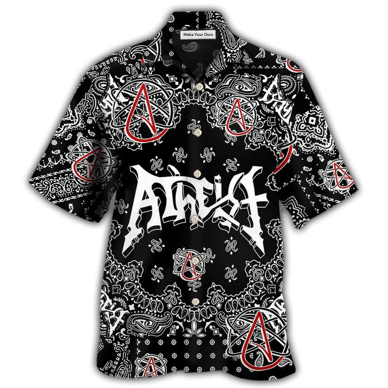 Hawaiian Shirt / Adults / S Atheist Black And White Paisley Pattern - Hawaiian Shirt - Reefox
