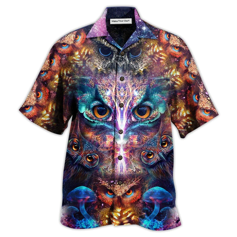Hawaiian Shirt / Adults / S Owl Awesome Eyes Mysterious - Hawaiian Shirt - Reefox