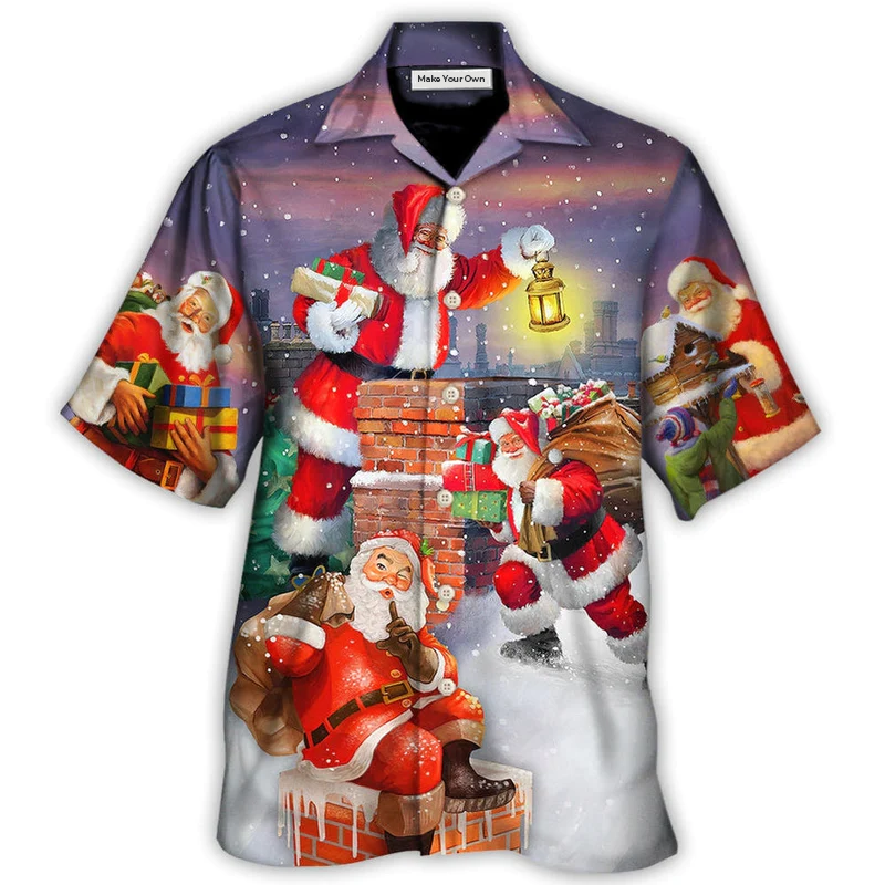 Hawaiian Shirt / Adults / S Christmas Having Fun With Santa Claus Gift For Xmas Art Style - Hawaiian Shirt - Reefox
