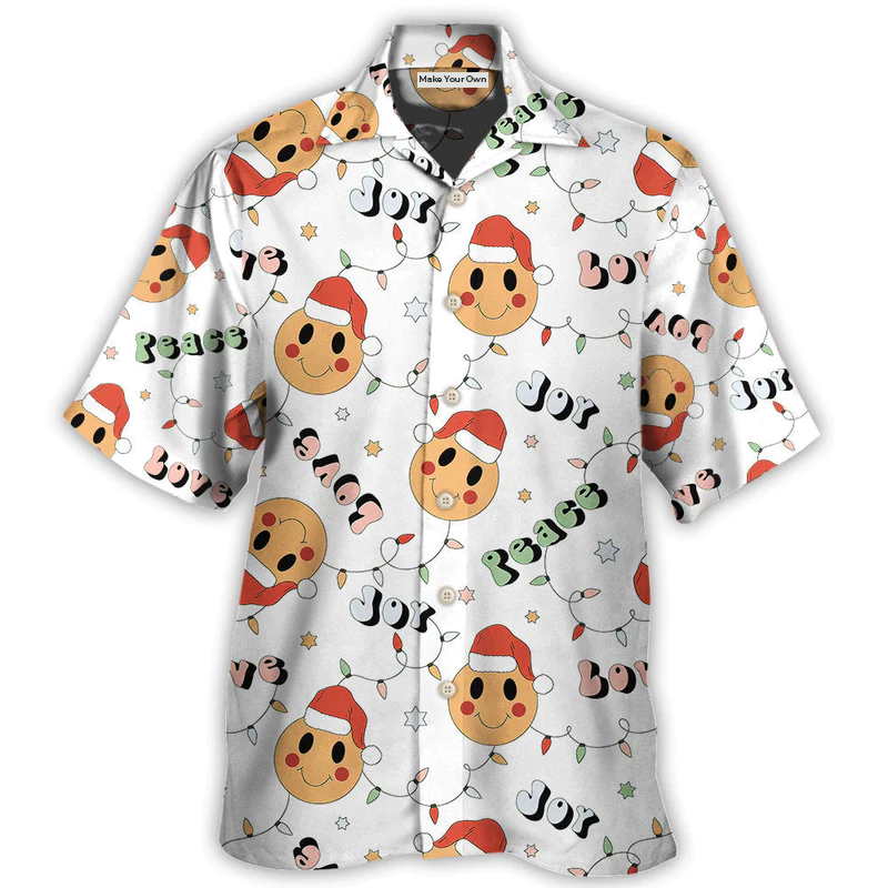 Hawaiian Shirt / Adults / S Christmas Hippie Groovy Santa Claus Smile Face - Hawaiian Shirt - Reefox