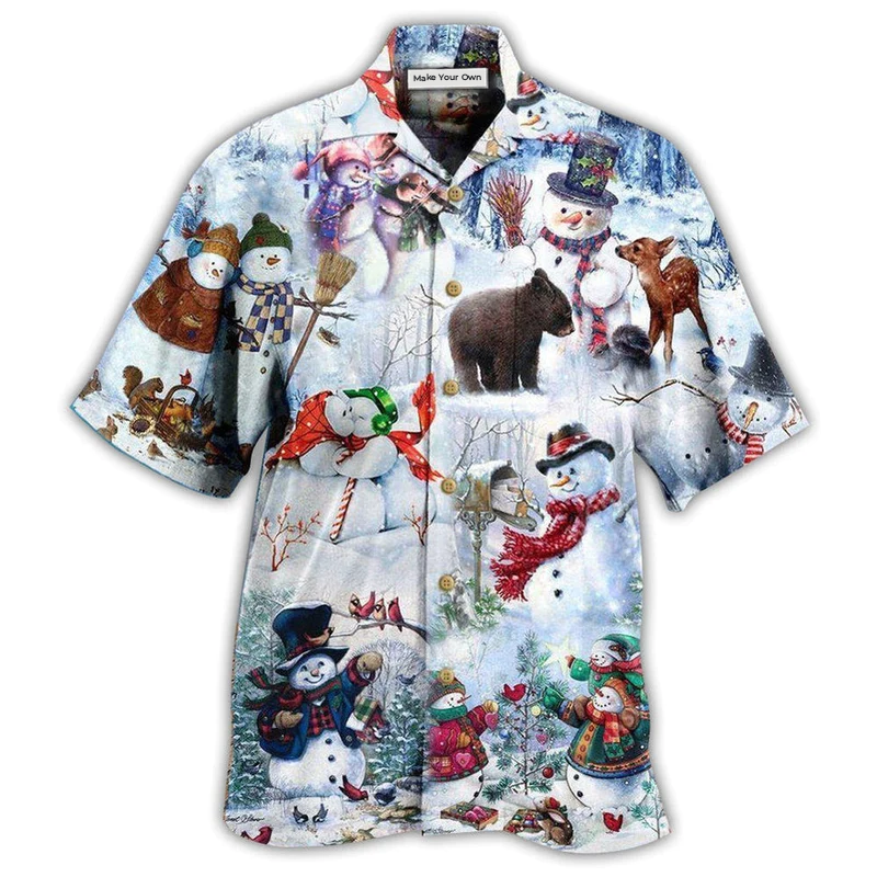 Hawaiian Shirt / Adults / S Snowman The World Changes When Its Snows - Hawaiian Shirt - Reefox