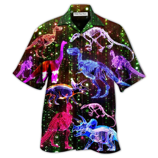 Hawaiian Shirt / Adults / S Dinosaur Neon The Sparkling X-Ray - Hawaiian Shirt - Reefox