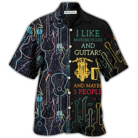 Hawaiian Shirt / Adults / S Guitar I Like Motorcycle And Guitar - Hawaiian Shirt - Reefox