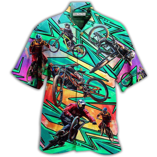 Hawaiian Shirt / Adults / S Bike Oh Shift Mountain Biking In Green - Hawaiian Shirt - Reefox