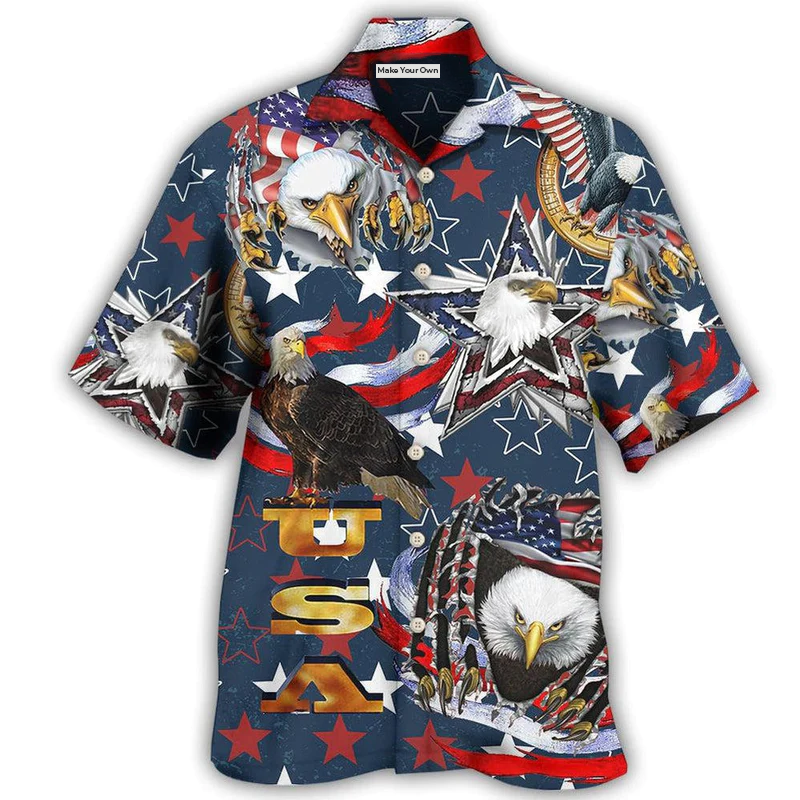 Hawaiian Shirt / Adults / S America Love Eagle Freedom Happy - Hawaiian Shirt - Reefox