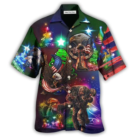 Hawaiian Shirt / Adults / S Veteran Christmas Merry Christmas Scaried Style - Hawaiian Shirt - Reefox