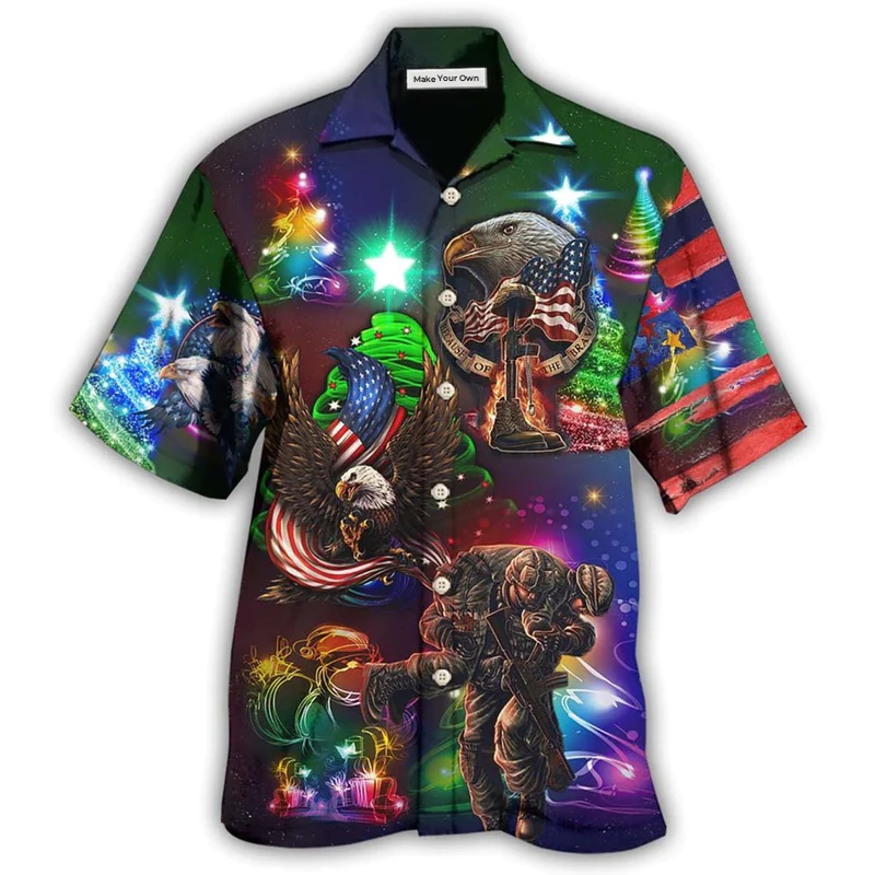 Hawaiian Shirt / Adults / S Veteran Christmas Merry Christmas Scaried Style - Hawaiian Shirt - Reefox
