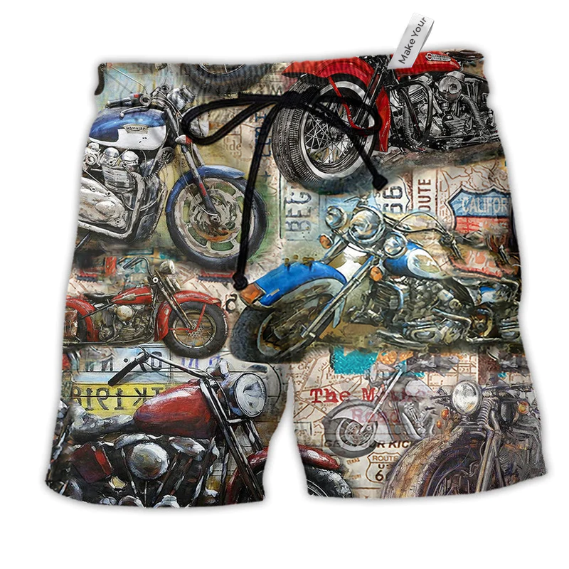 Beach Short / Adults / S Motorcycle Is My Life Vintage Style - Beach Short Reefox - Owls Matrix LTD