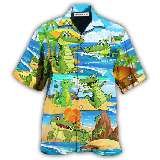 Hawaiian Shirt / Adults / S Crocodile Love Life Funny - Hawaiian Shirt - Reefox