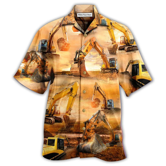 Hawaiian Shirt / Adults / S Excavator Working Hard - Hawaiian Shirt - Reefox