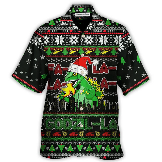 Hawaiian Shirt / Adults / S Christmas Godzila Falalalala Xmas - Hawaiian Shirt - Reefox