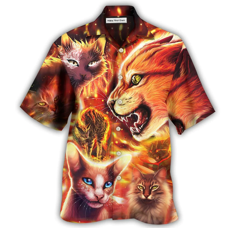 Hawaiian Shirt / Adults / S Cat Play Fire - Hawaiian Shirt - Reefox